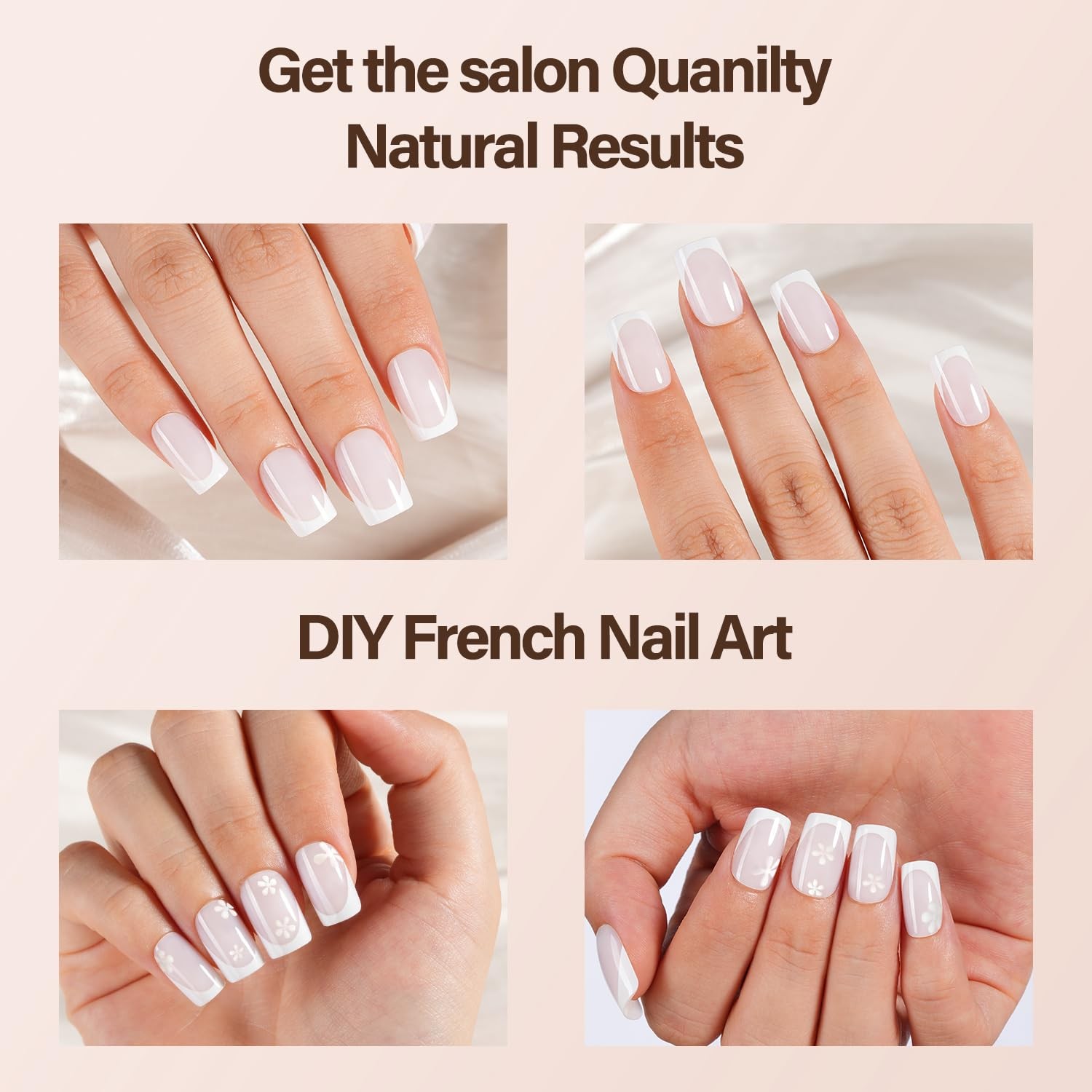 150Pcs French Gel Nails, White French Tip Press on Nails, Milky White Short S…