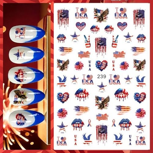 4th of July Nail Sticker for Art Self Art Self Adhesive Indenpendece Day Nail