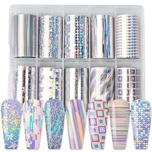 Metallic Silver Laser Holographic Nail Foil Transfer – Metallic Silver Style