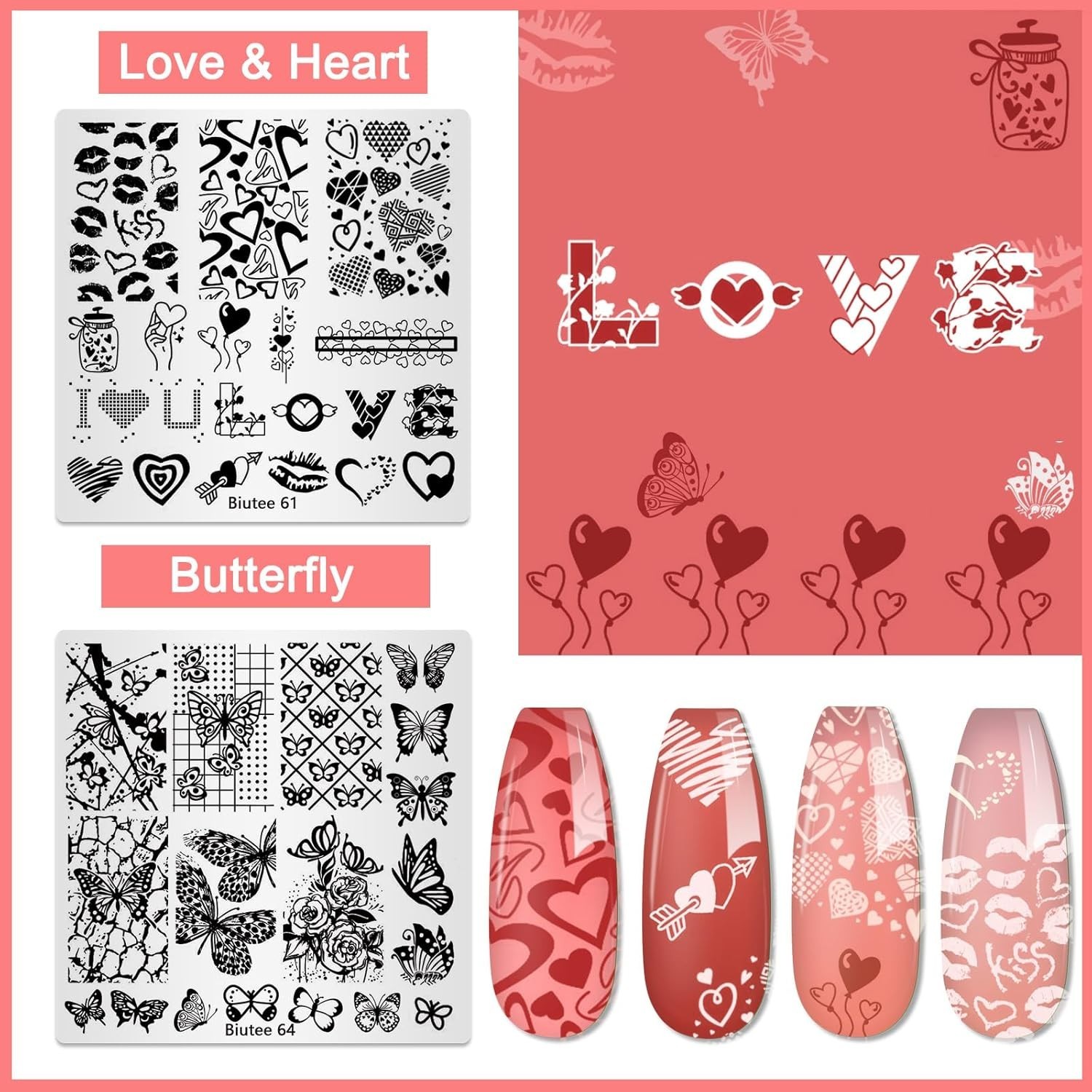 Nail Stamping Plates Set 15PCS Nail Art Stamper Scraper Nail Art Stamping Kit…