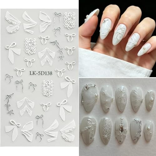 Flower Nail Art Stickers 5D Embossed Flower Nail Decals Spring Colorful-02
