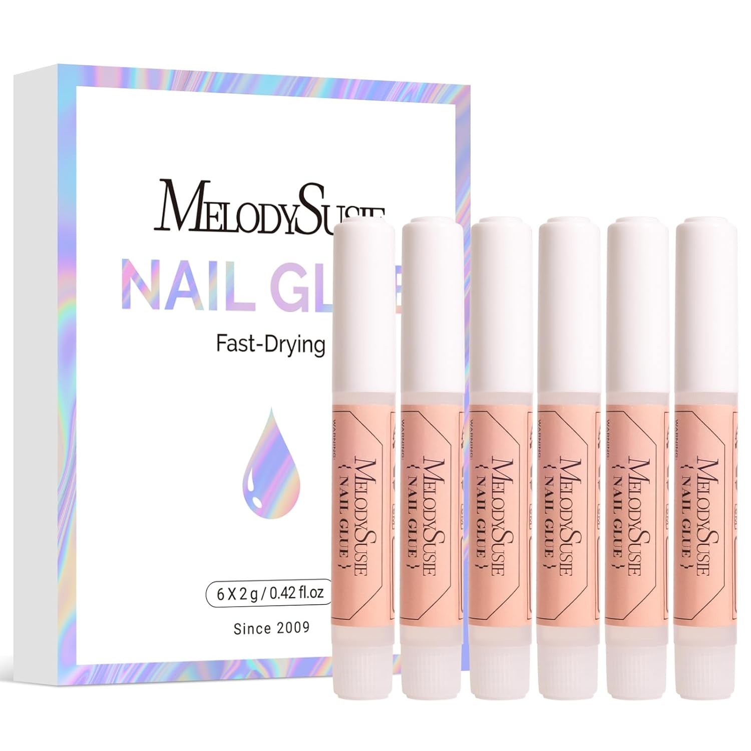 6Pcs Nail Glue for Press on Nails Super Strong Quick Dry, 2ml | False Nails Acry