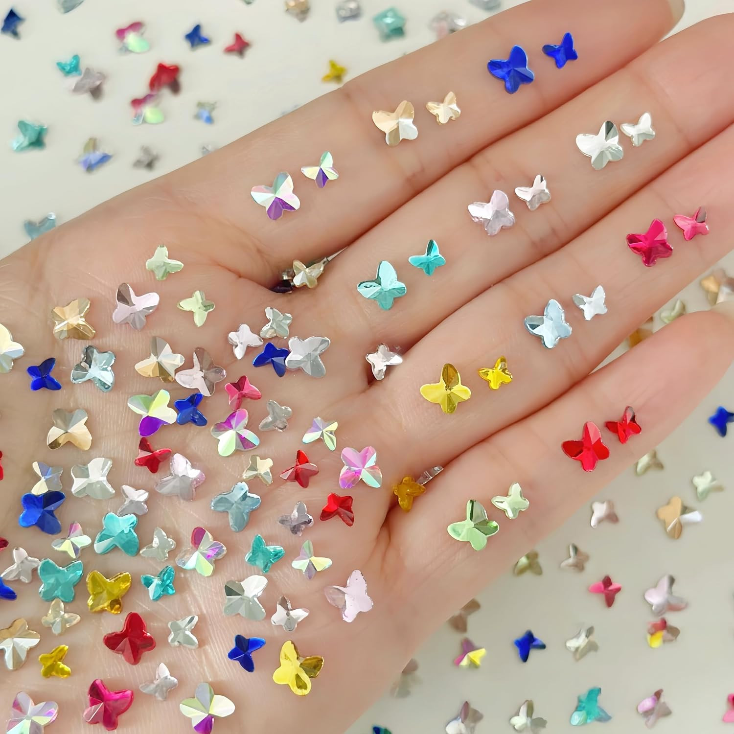 200Pcs Pink Red Nail Charms Kit 3D Flower Bow Heart Flatback Pearls Mixed Shape