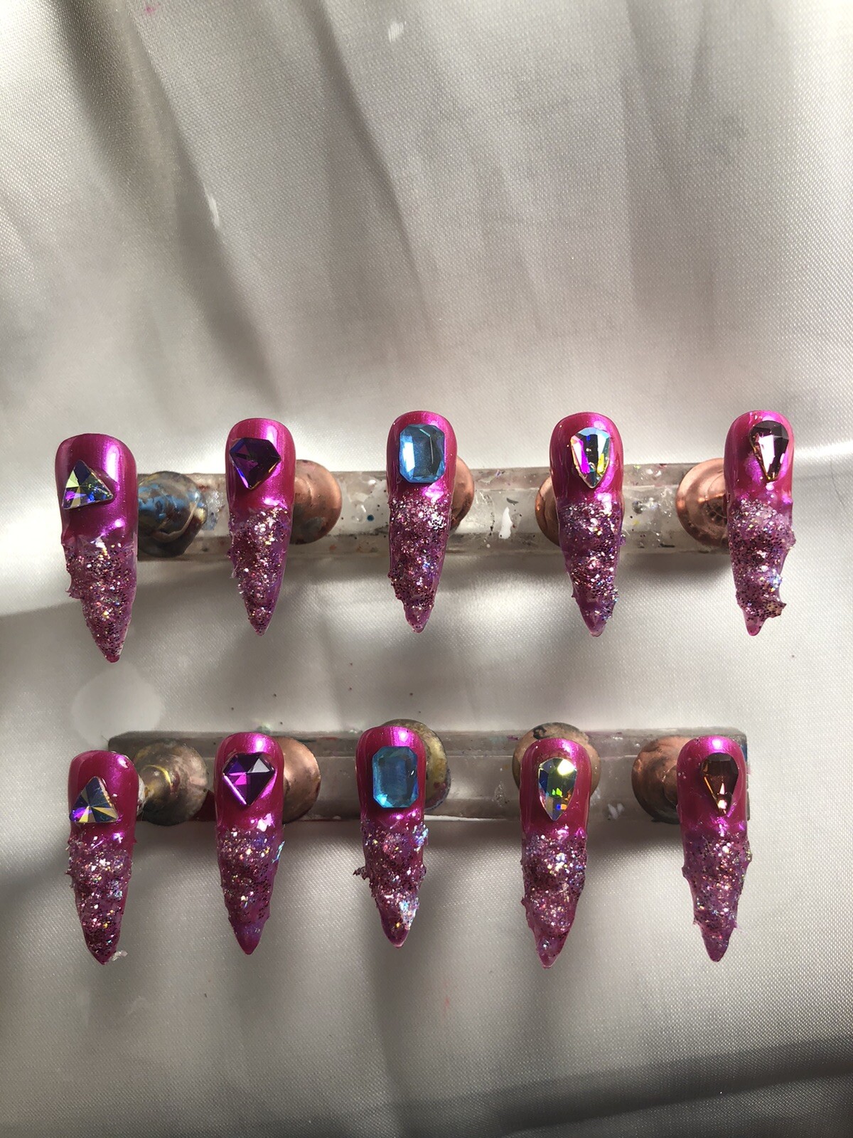 Z NAILZ! Gorgeous Set Of Custom Handmade Pink Gator CLAWZ!Press On Nails