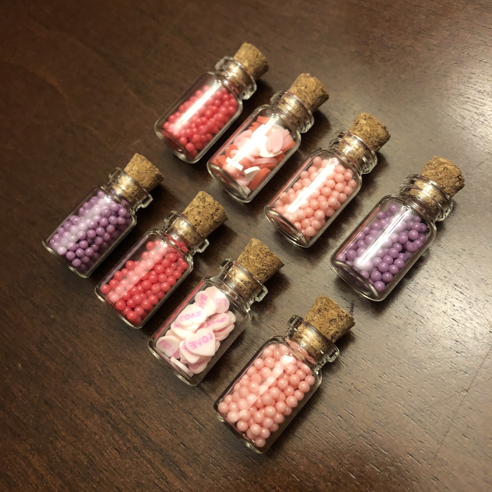 NAIL ART MINIATURES Dollhouse Valentines Pink Purple Red Love Hearts Candy Jars