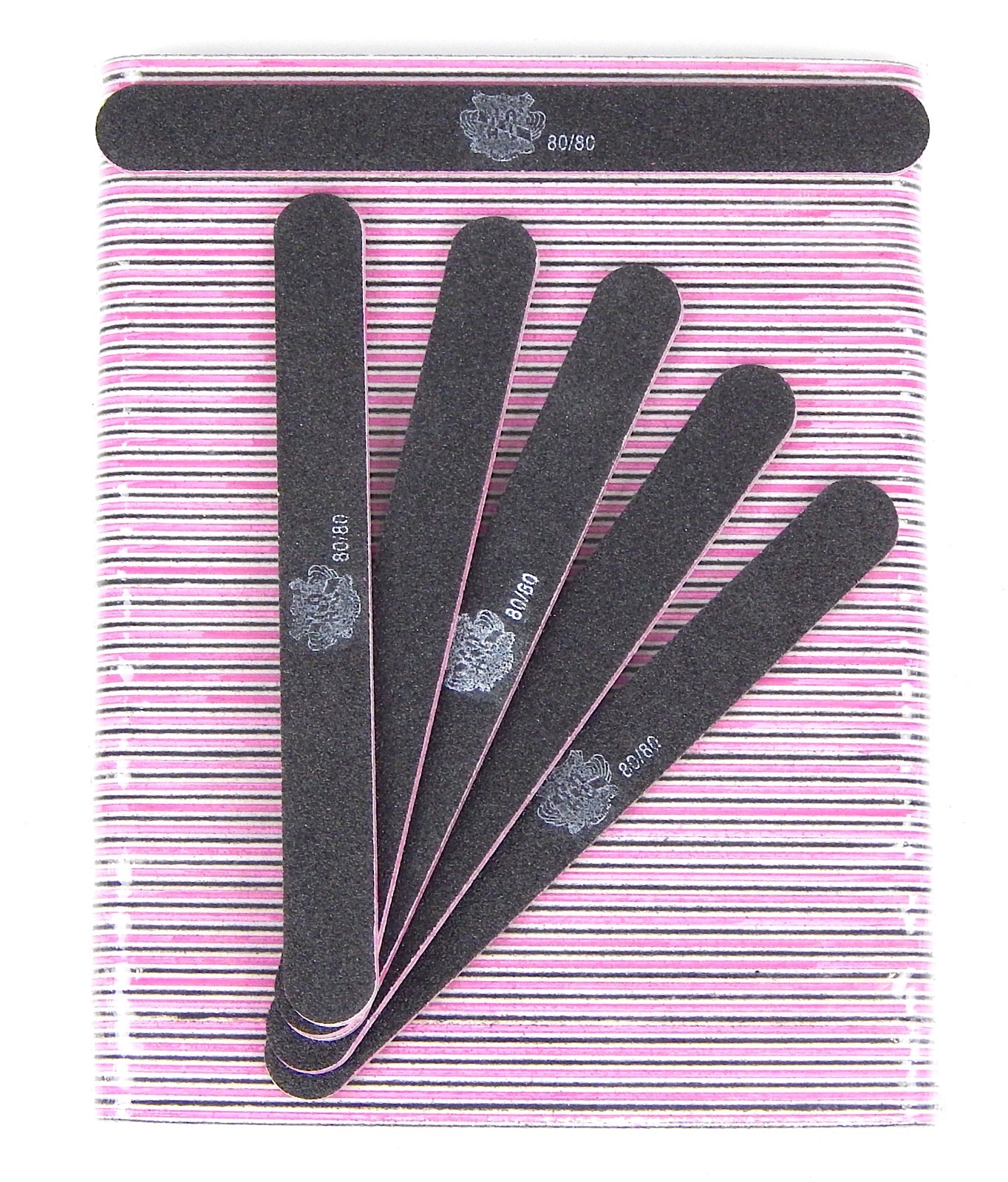 50PCS BLACK ROUND NAIL SANDING FILES GRITS 80/80