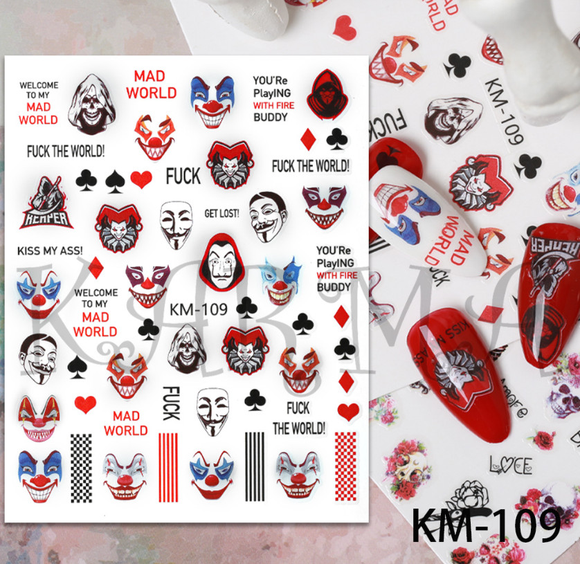 Halloween Nail Art Stickers Skull Bone Skeleton Pumpkin Horror Ghost Slider NH22