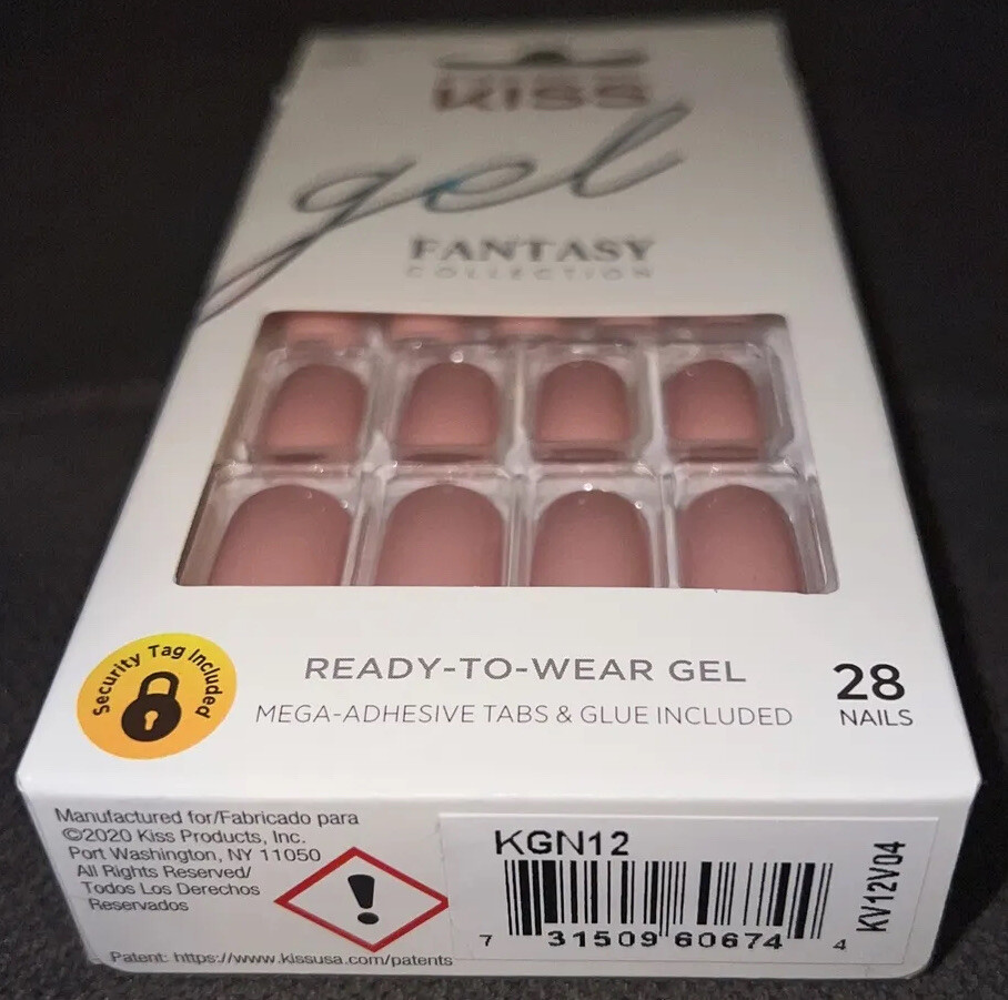 Kiss Nails Gel Look Fantasy Press Glue Manicure Short Length 28 CT Pink Smooth