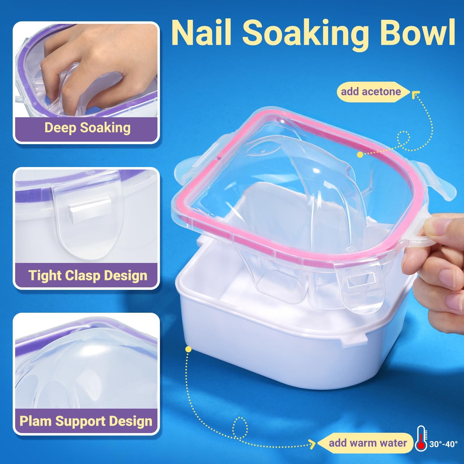 TsMADDTs 12 pcs Nail Soaking Bowl Acetone Gel Polish Remover Pink and Purple