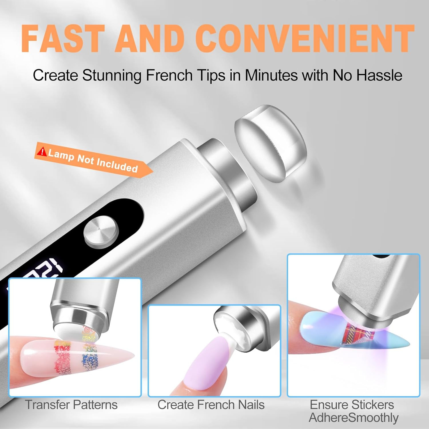 French Tip Nail Stamp, 8 PCS Silicone Nail Art Stamper Kit Suitable for Handheld