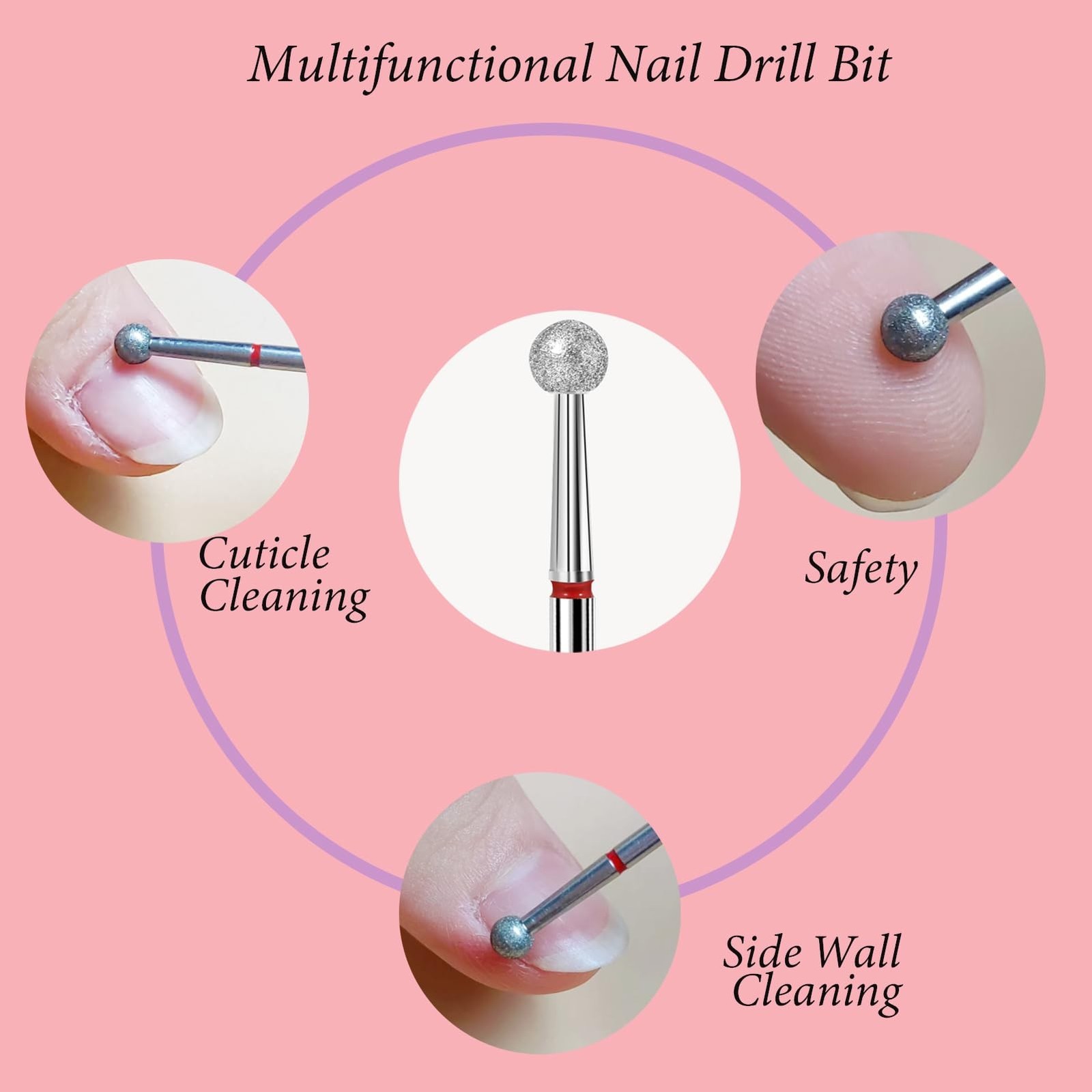 Ball Shape Diamond Nail Drill Bit 3/32″, Safety Cuticle Drill Bit Professiona…