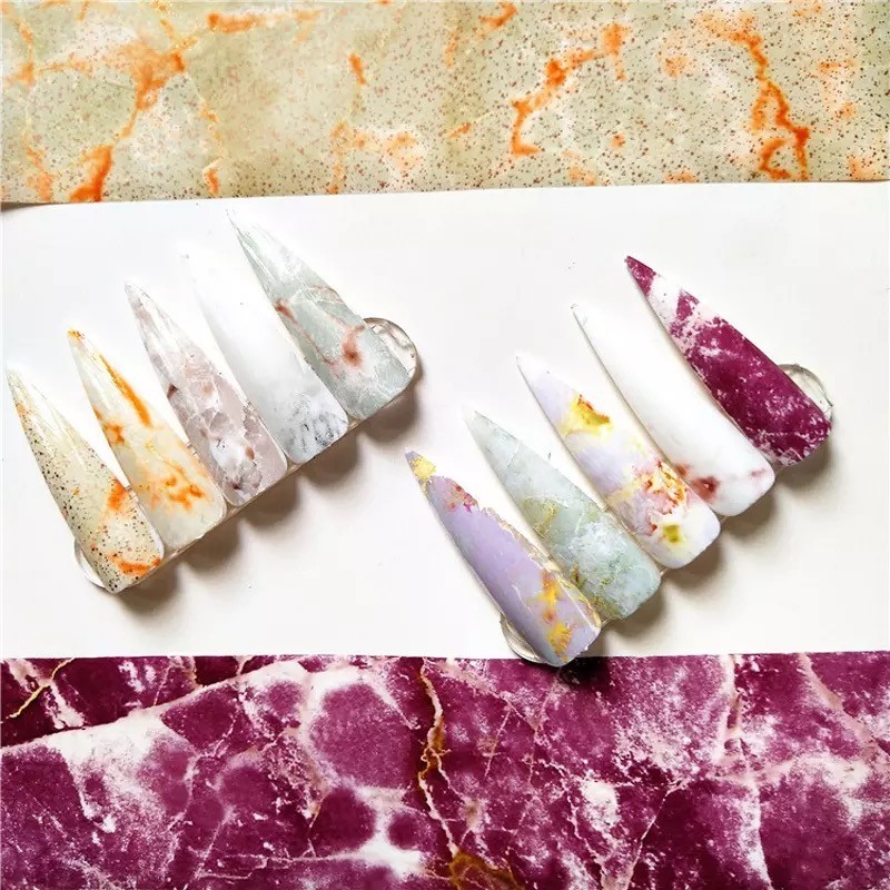 Marble Nail Art Transfer Foils 10 Rolls Slider Wraps Manicure Decal Nail Sticker