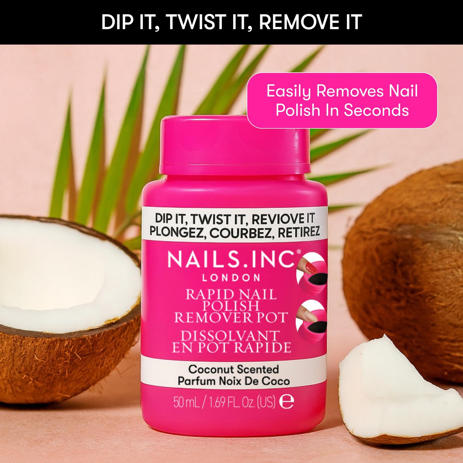 Nails Inc Acetone Free, Vegan Collagen Fueled, 1.69 Fl Oz (Pack of 1), Pink