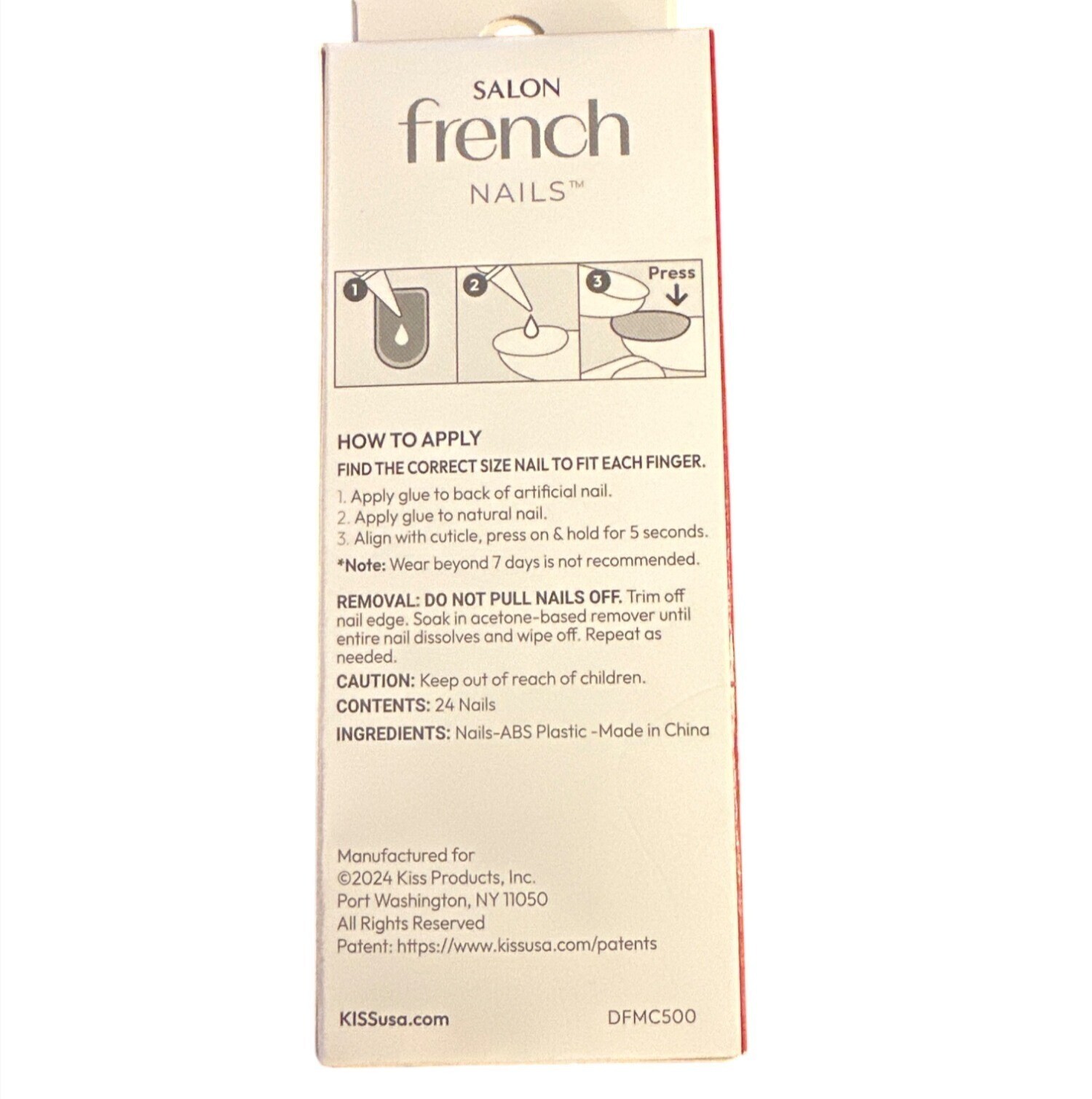 Kiss Salon French Full-Cover Nails 24-Count Long Nude+French White Tip Ballerina