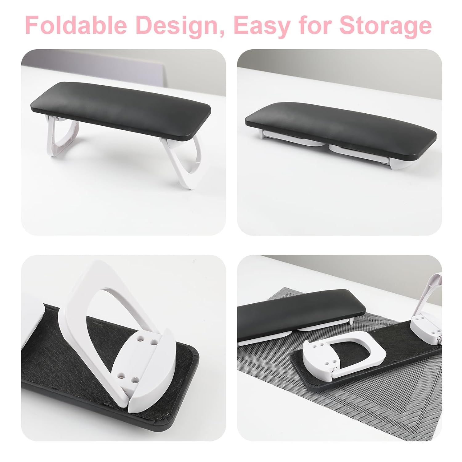 ANGNYA Nail Arm Rest for Nails Tech, Foldable Hand Stand for Nail Tech with PVC