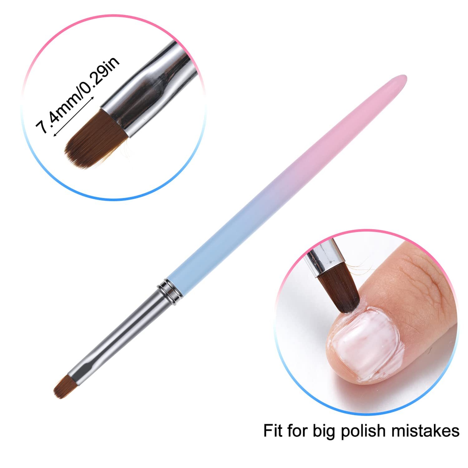 2PCS Nail Brush Round&Angled Nail Art Clean Up Brushes for Cleaning Mistake