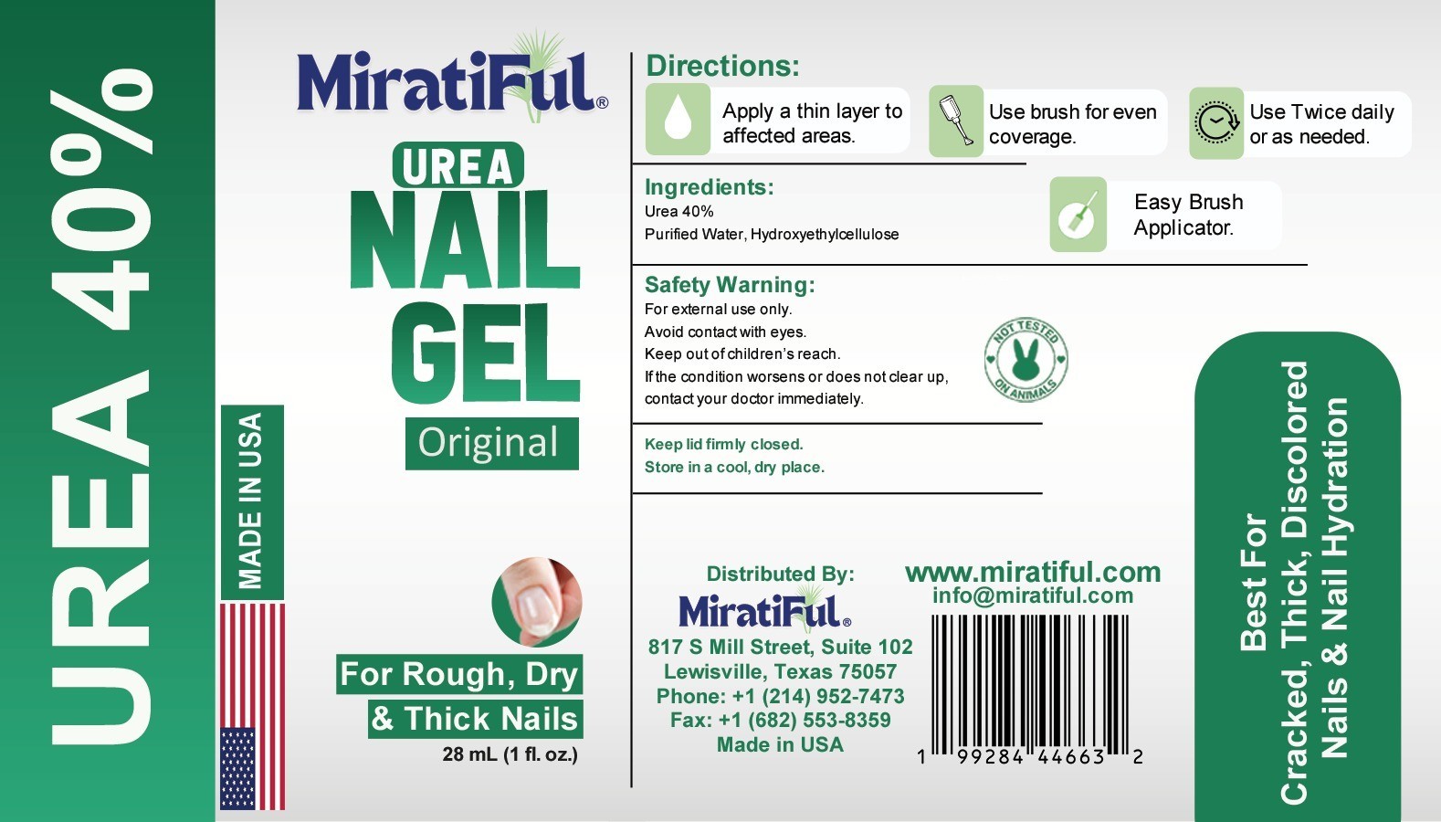 Urea Nail Gel 40% – Strengthens & Softens Nails, Quick-Dry for Damaged nails