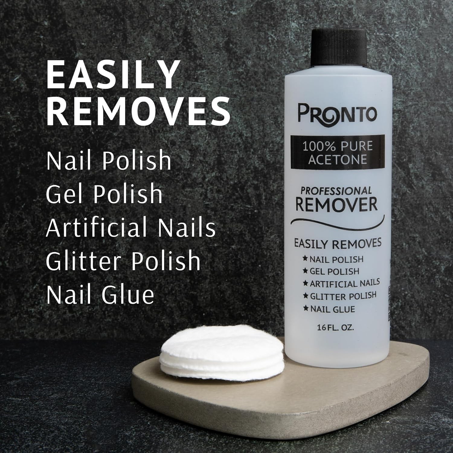 Pronto 100% Acetone Nail Polish Remover – Gel 16 Fl Oz (Pack of 1)