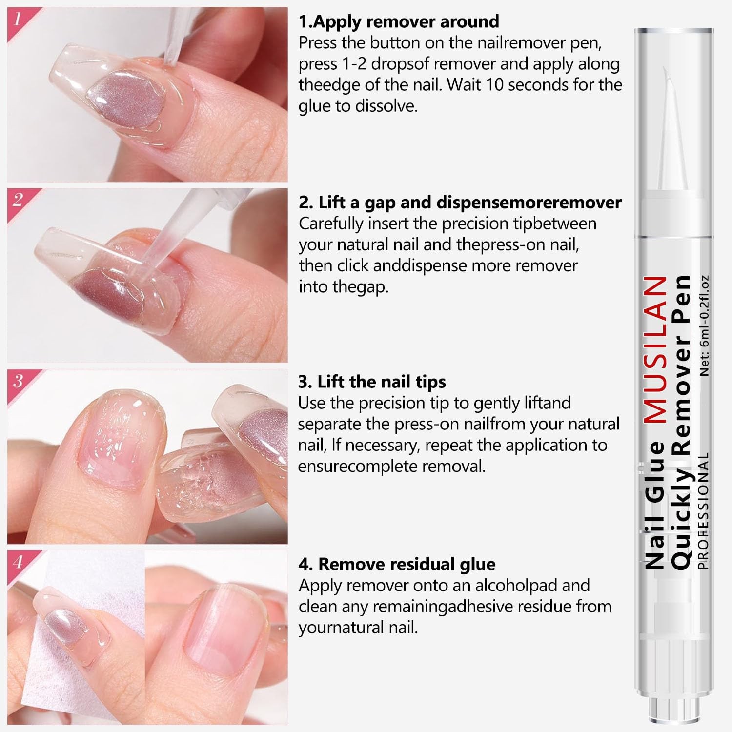 3 IN 1 Nail Glue Remover,3PCS 6ML Remover Pen For Press On…