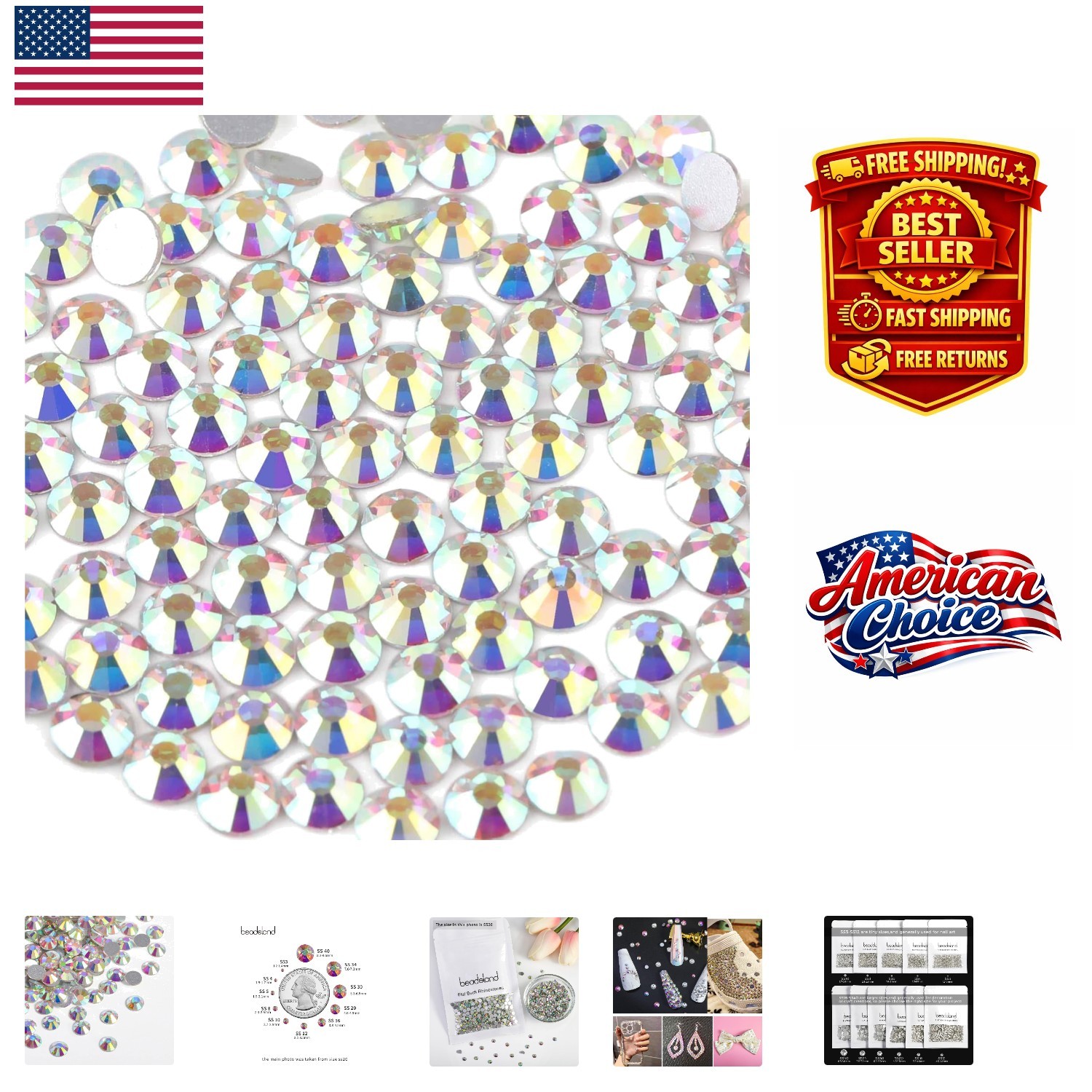 Elegant 1440pcs SS20 Crystal AB Flat Back Gems Perfect for Crafting & Design