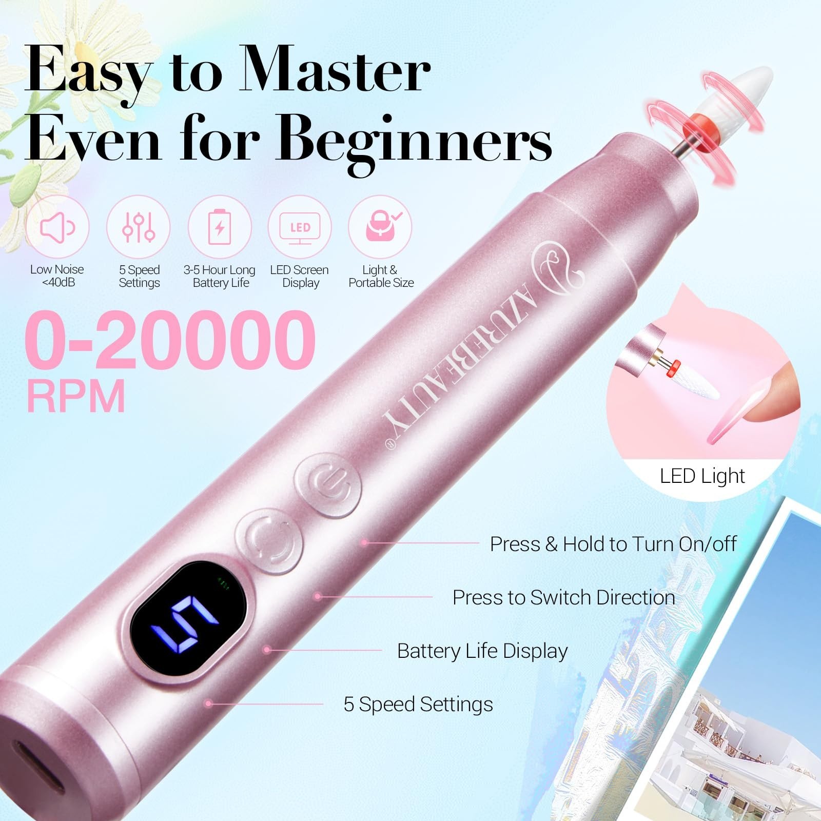 AZUREBEAUTY Dip Powder Nail Kit with Electric Nail Drill 24 Colors Spring Sum…