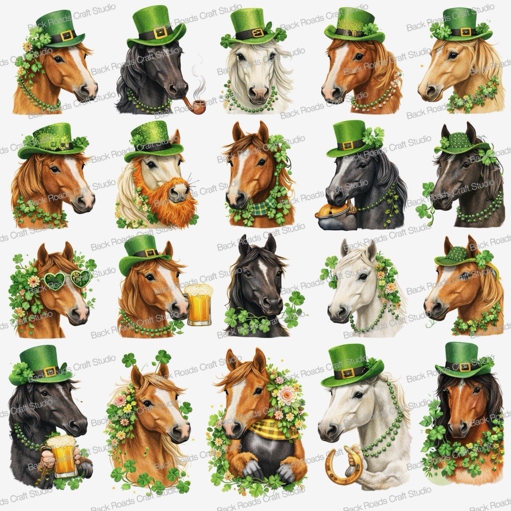 St. Patrick’s Day Horses Waterslide Nail Art Decals Set Of 50 Instructions Bonus