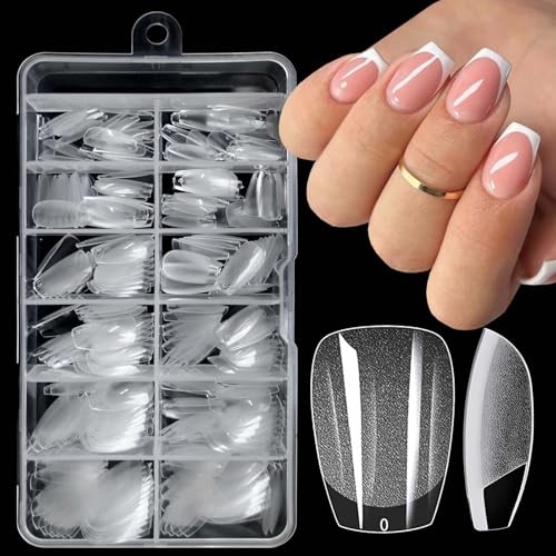 240pc Fake Nails Tips Clear Press on Nails Short Coffin Extra Short Coffin