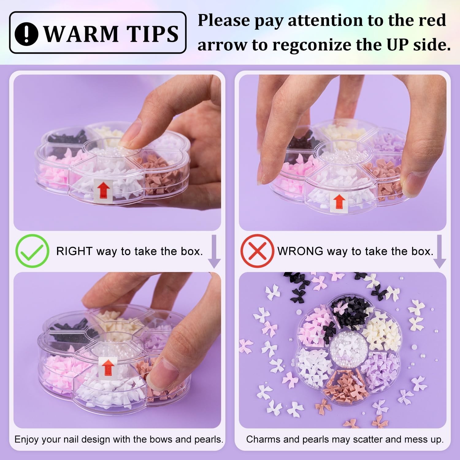 Colorful 3D Nail Bow Charms Set – 120 Pcs with Glue Gel & Pickup Tools Included