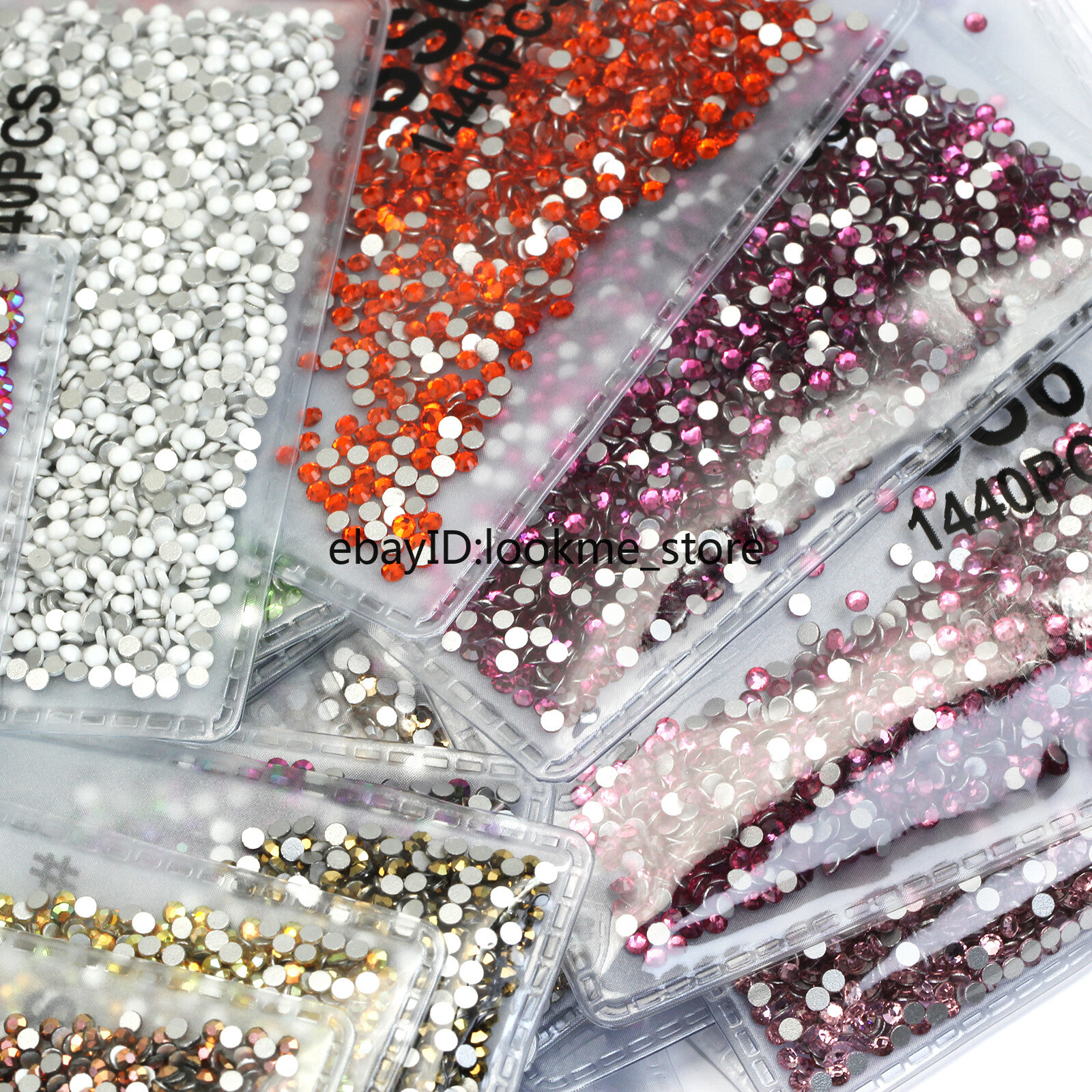 1440pcs 2 mm (ss6) Crystal Glass Rhinestones Flatback Gems Nail Art Crafts Decor
