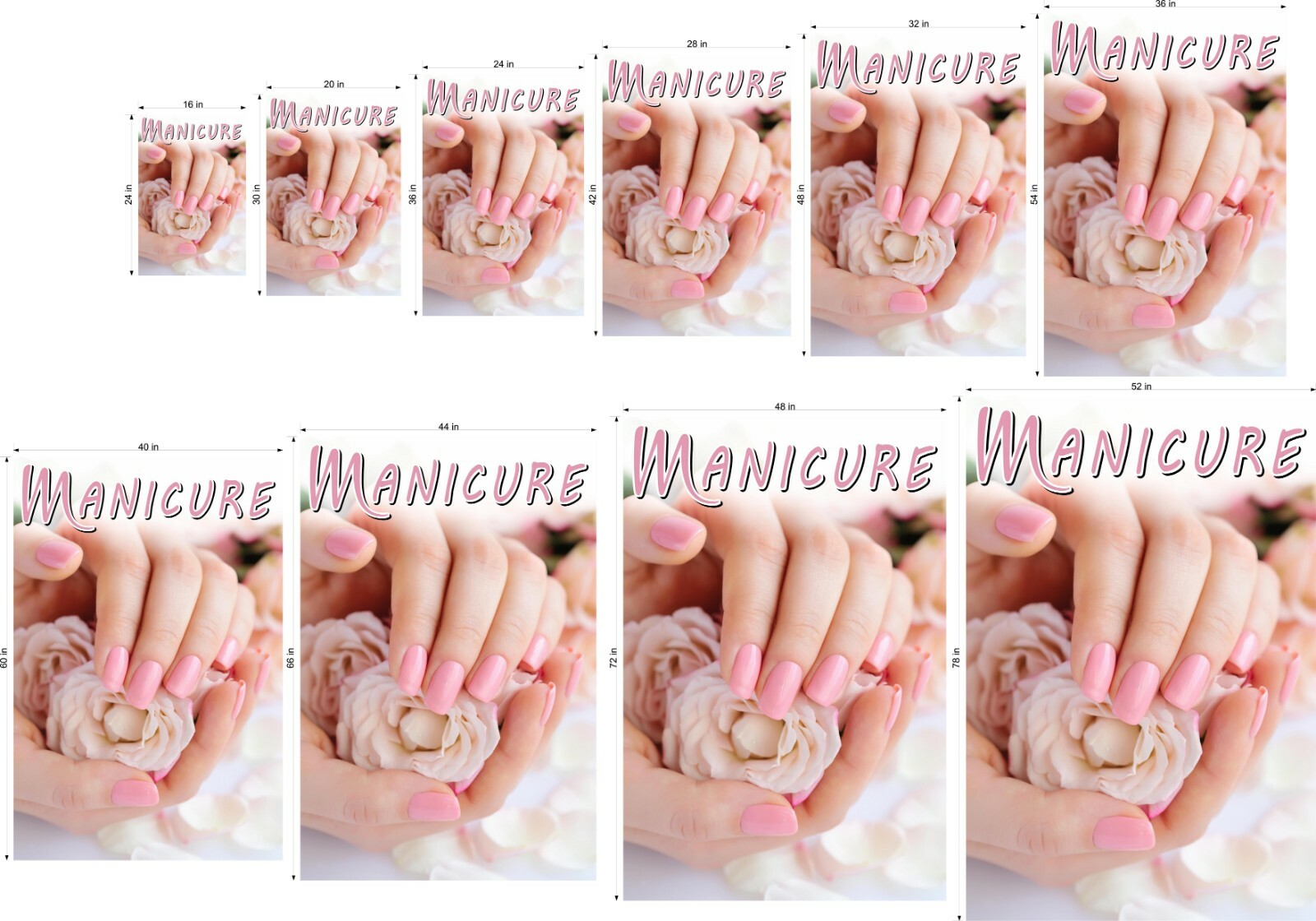 Manicure 25 Photo-Realistic Paper Poster Salon Nail Matte Non-Laminated Vertical