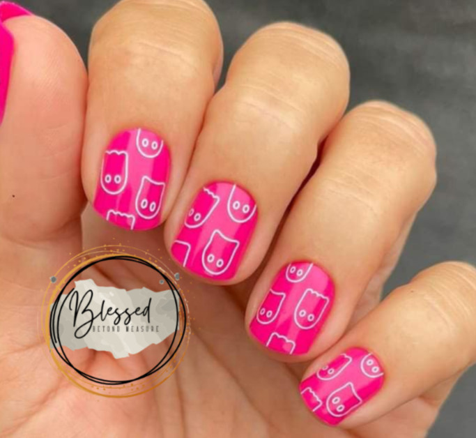 Red Aspen Press On Nails ~Bridget’s Rendezvous with Boo~ Halloween Pink Ghosts
