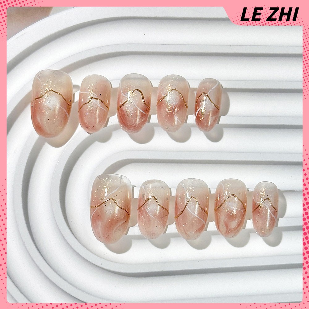 10Pcs Handmade Press on Nails Cat Eyes Flowers Square Ellipse Pearl Diamond