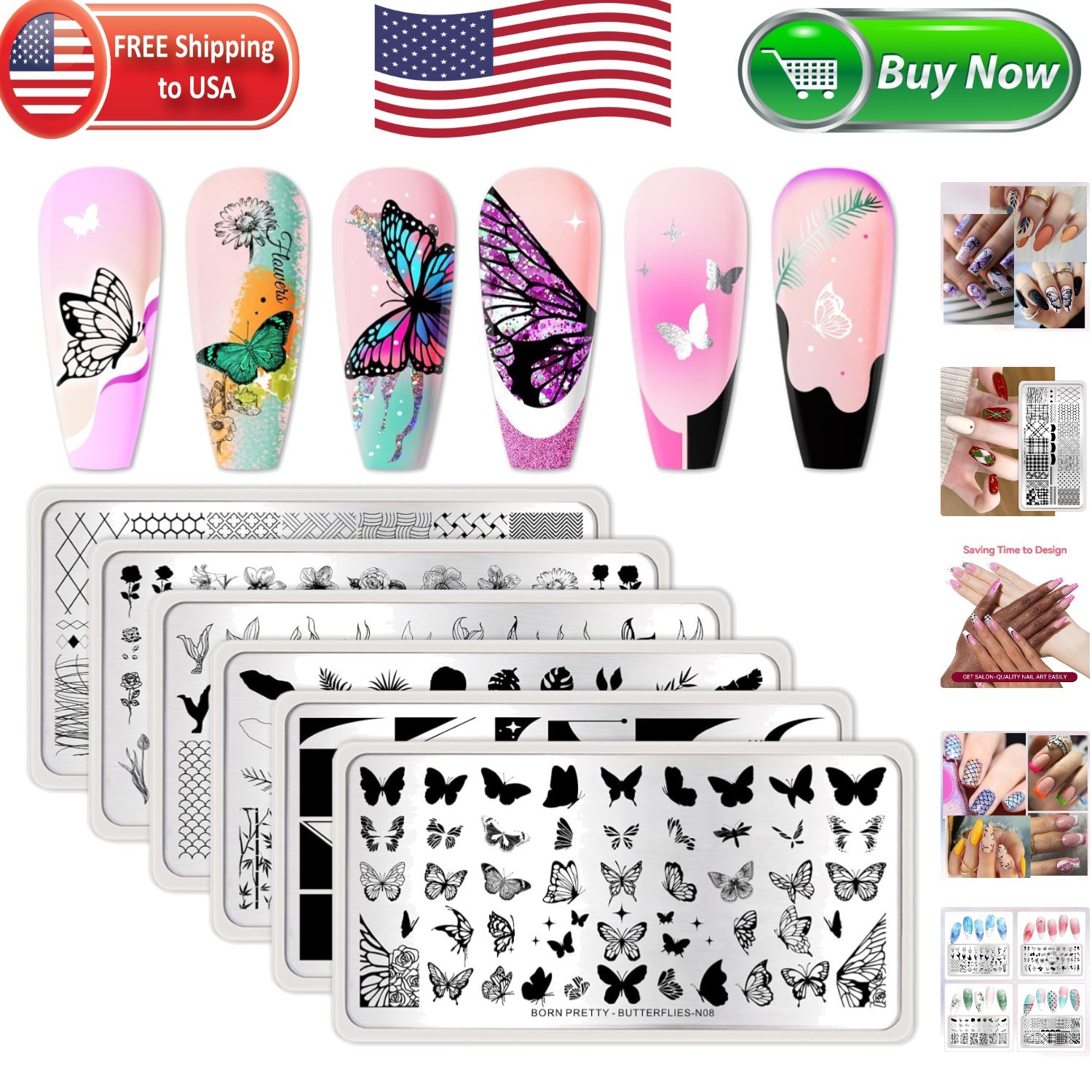 6PCS Nail Stamping Plates Set for Elegant DIY Nail Art – Floral & Geometric