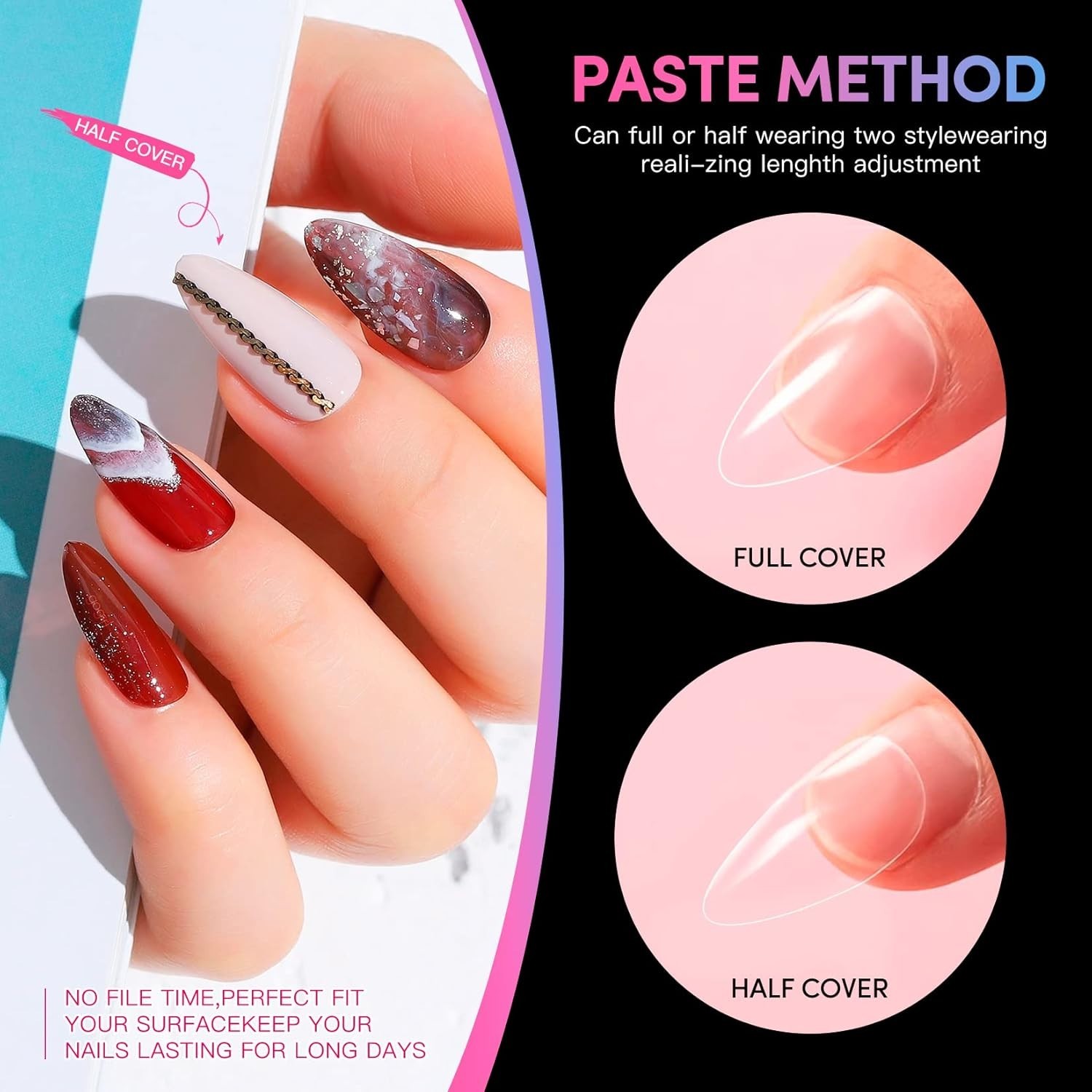 Almond Nails – 240Pcs Clear Fake Tips 12 Sizes Artificial Acrylic False Nails