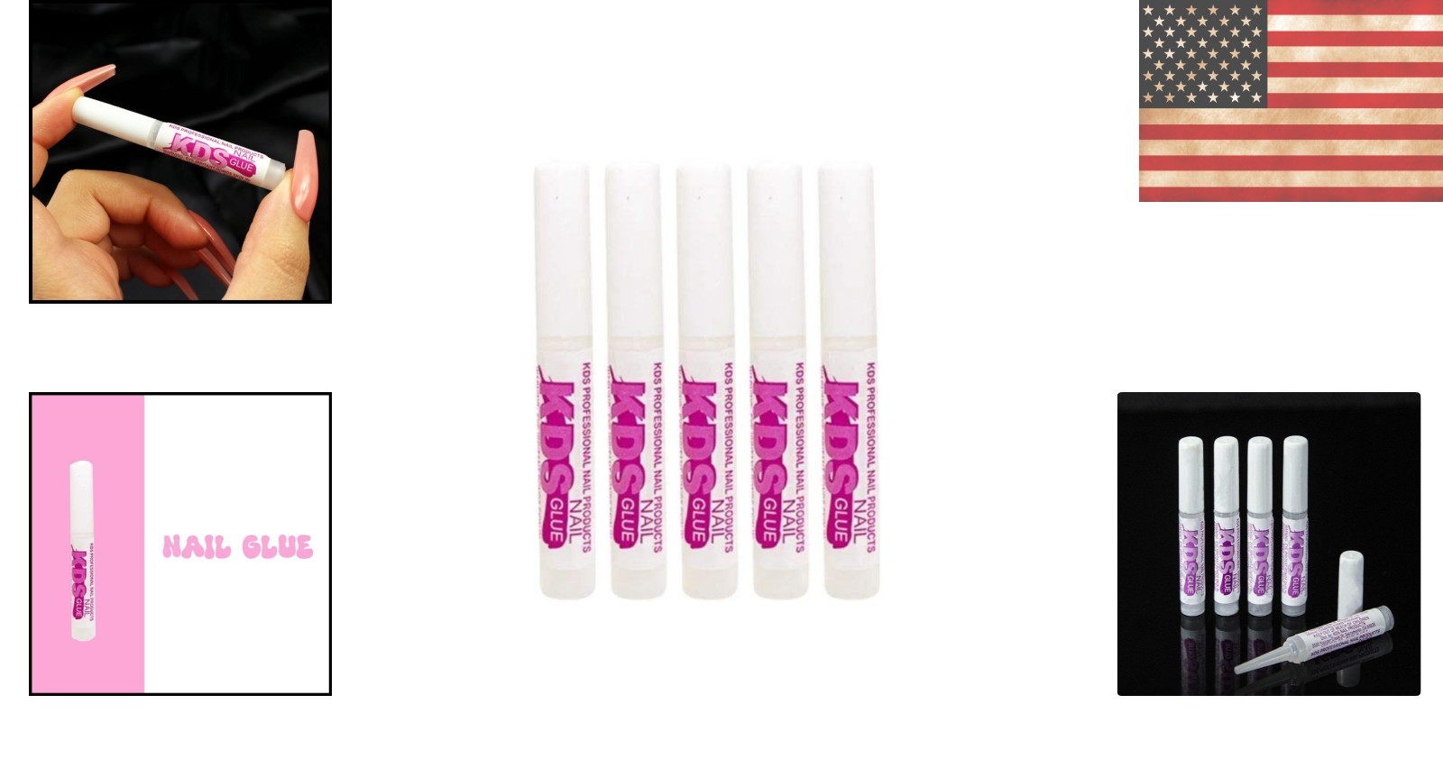 Durable 5-piece Nail Glue Set – Fast Drying Adhesive for Acrylic Tips 0.07 oz