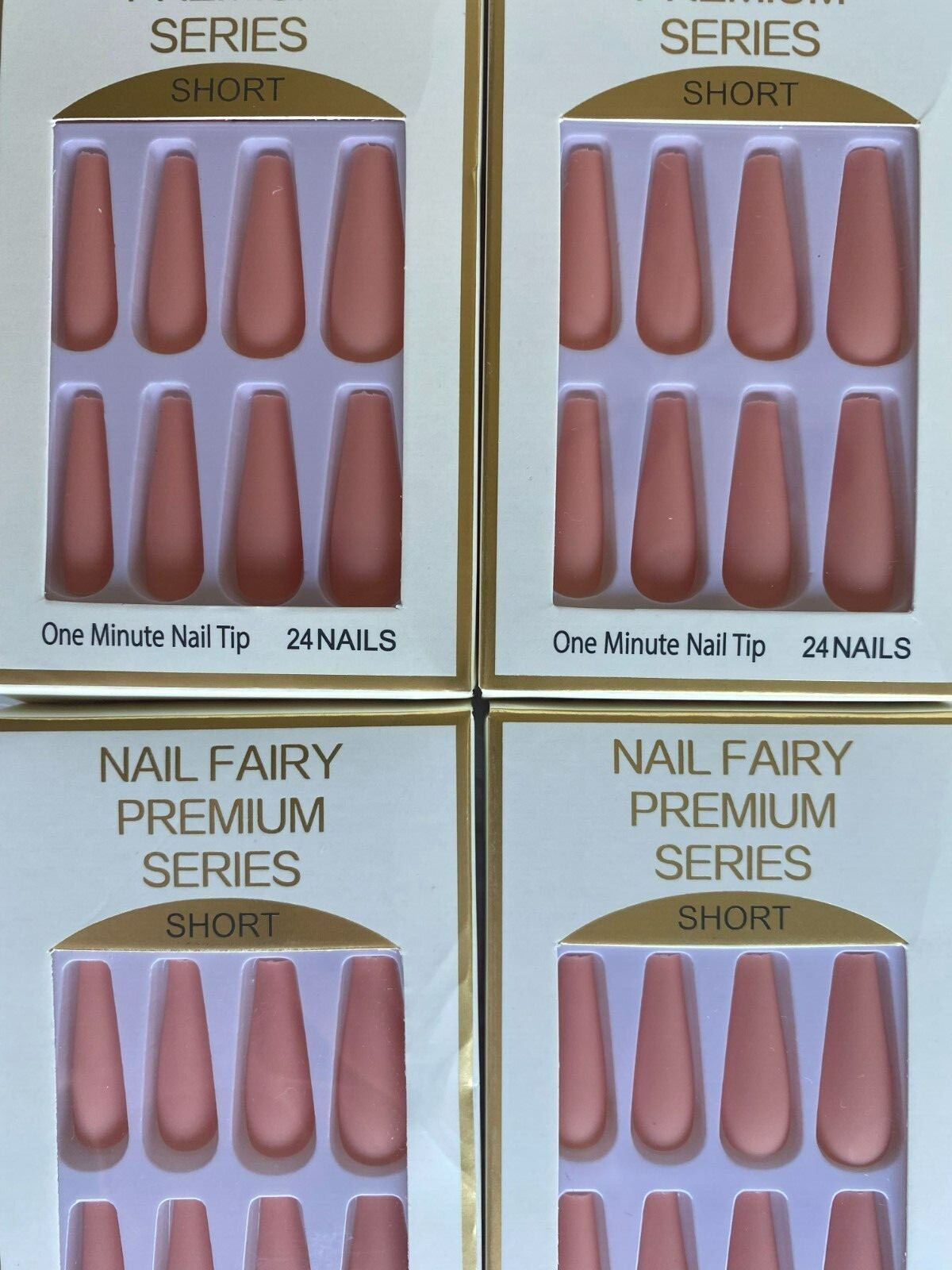 press on nails medium various colors: white, black, lavender, and peach BULK 