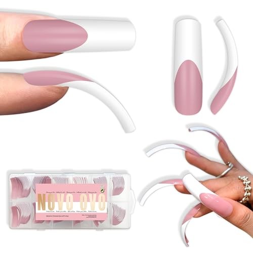 XXL Curved Square White French Curved Square White French Tip Nail Tips 144