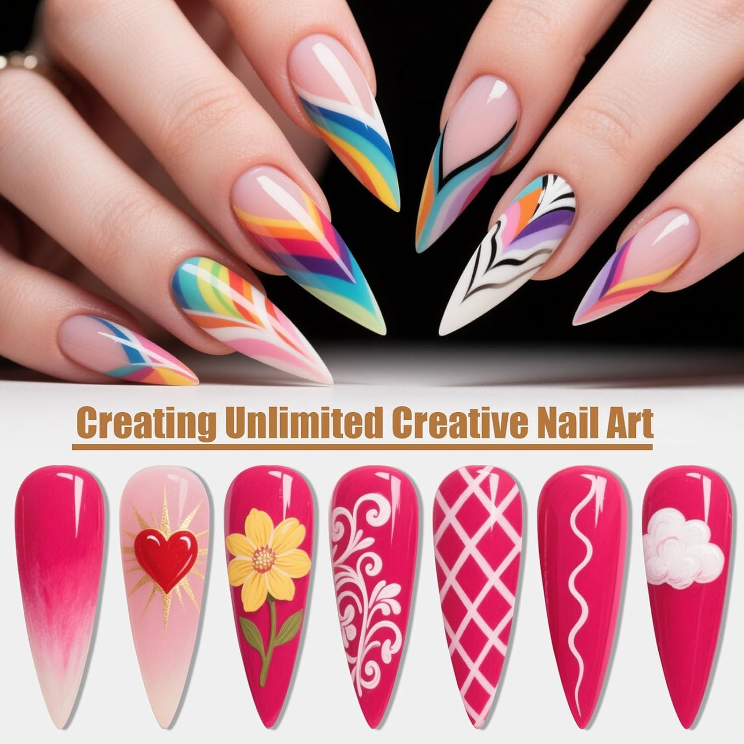 15pcs Pink Nail Art Brushes, Nail Art Tool Set, Dotting Tools