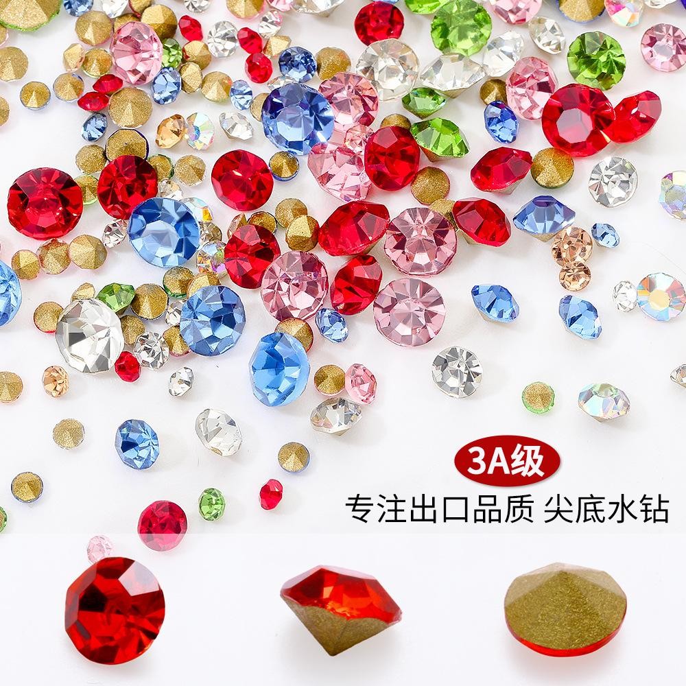 2-6MM Pointed-Back Nail Rhinestones, Candy Color Mini Crystals Stacking Nail Art