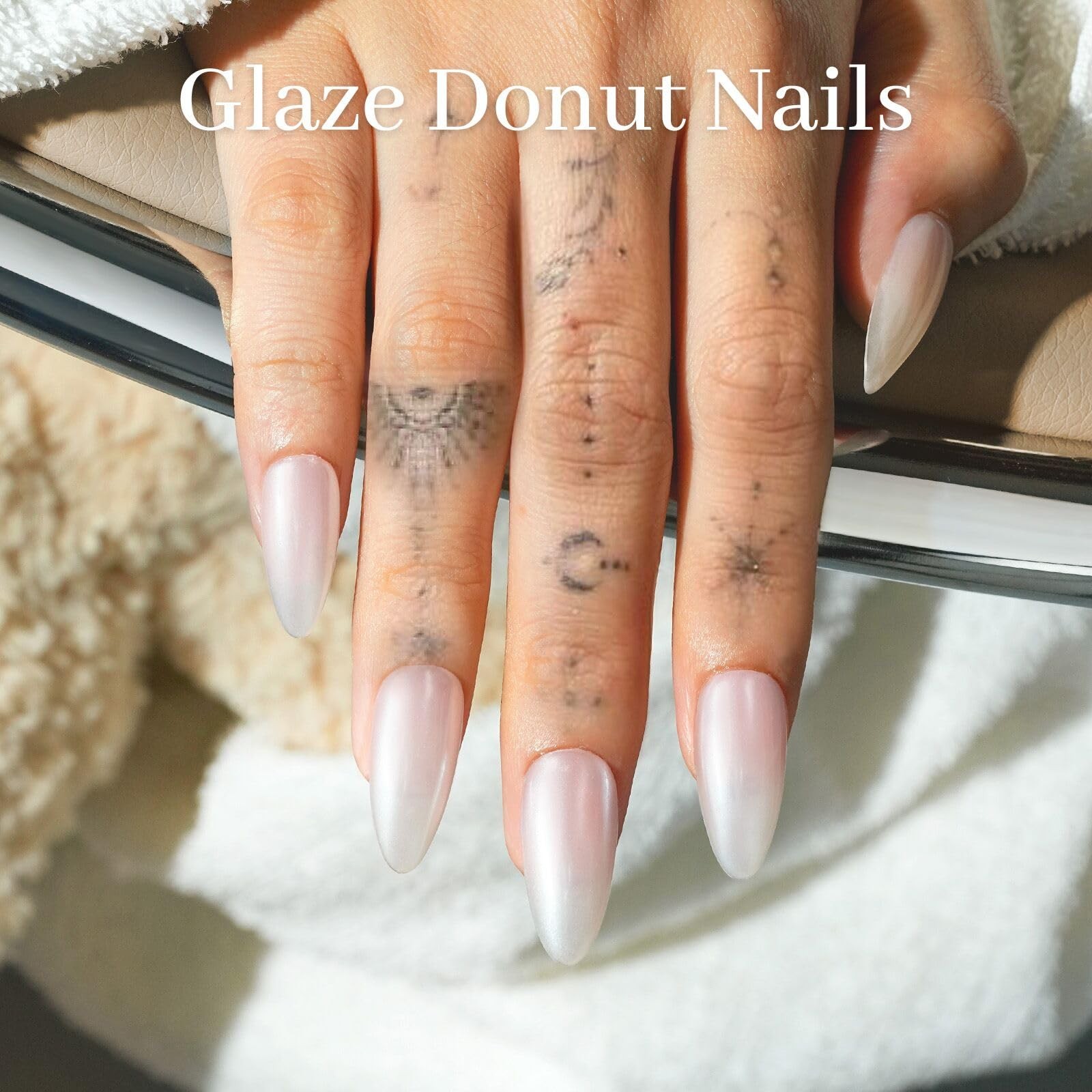 Glazed Donut Nail Chrome – White Pearl Chrome Nail White Chrome for Nails, Hi…