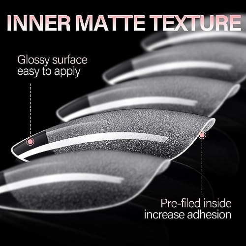 Clear Short Almond Nail Tips 240Pcs 15 Sizes – Pre-Shaped Press On False Nails