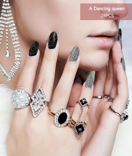 Semi Cured Gel Nail Strips (Dancing Queen), 28 pcs UV Gel Nail Stickers for