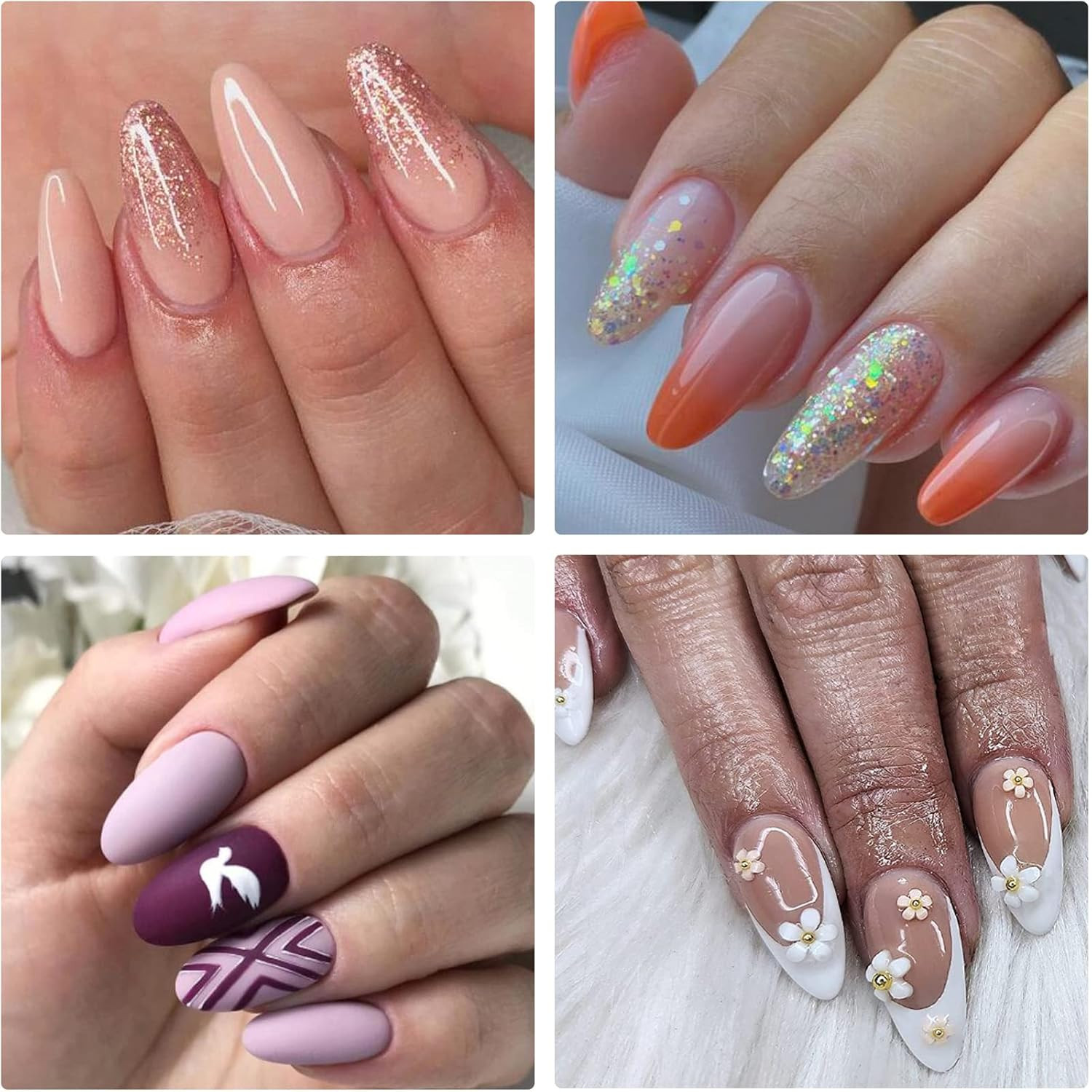 Loveourhome 600Pc Almond Nail Tips Medium Fake Nails Clear Press on Nail Almond
