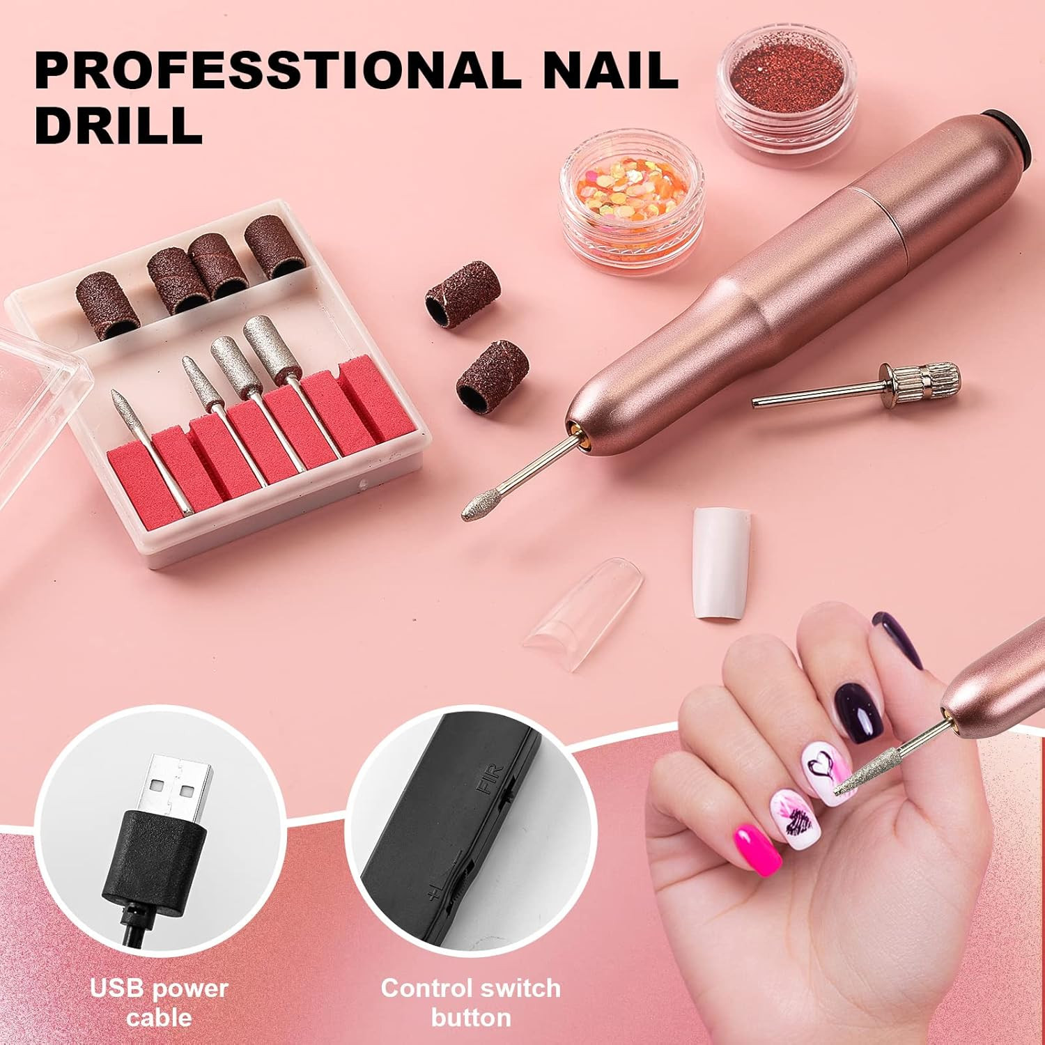Complete Acrylic Nail Kit with UV LED Light & Drill – All-In-One DIY Manicure St