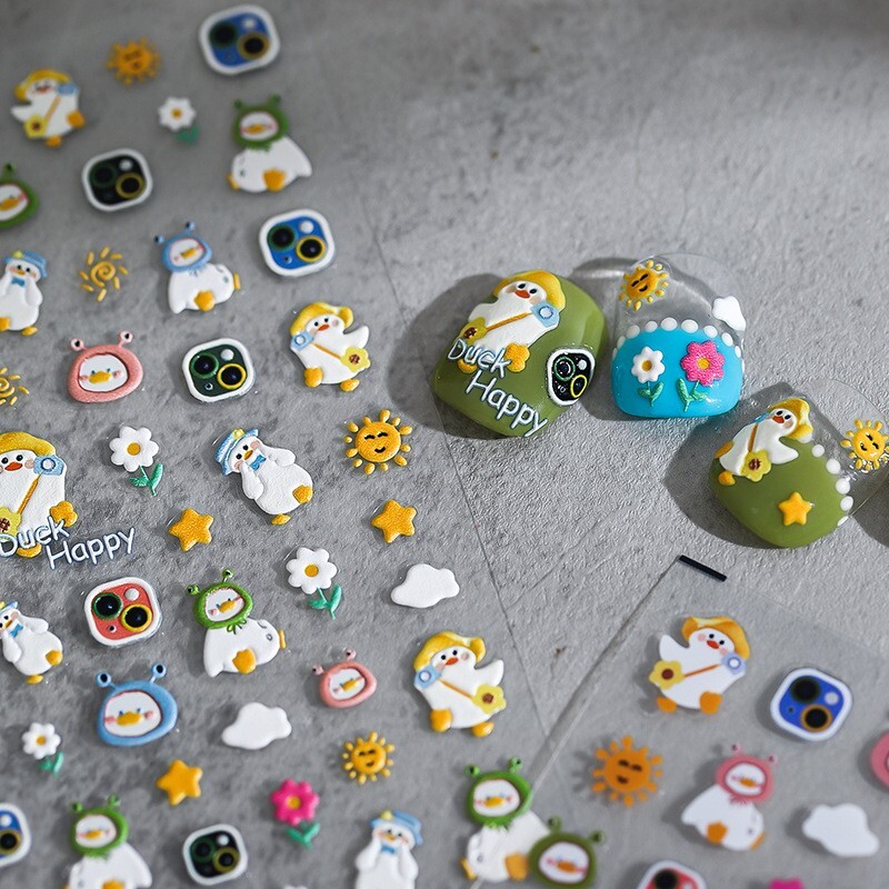 5D Spring Outing Duck Nail Art Stickers, Cartoon Nails Decal (63)