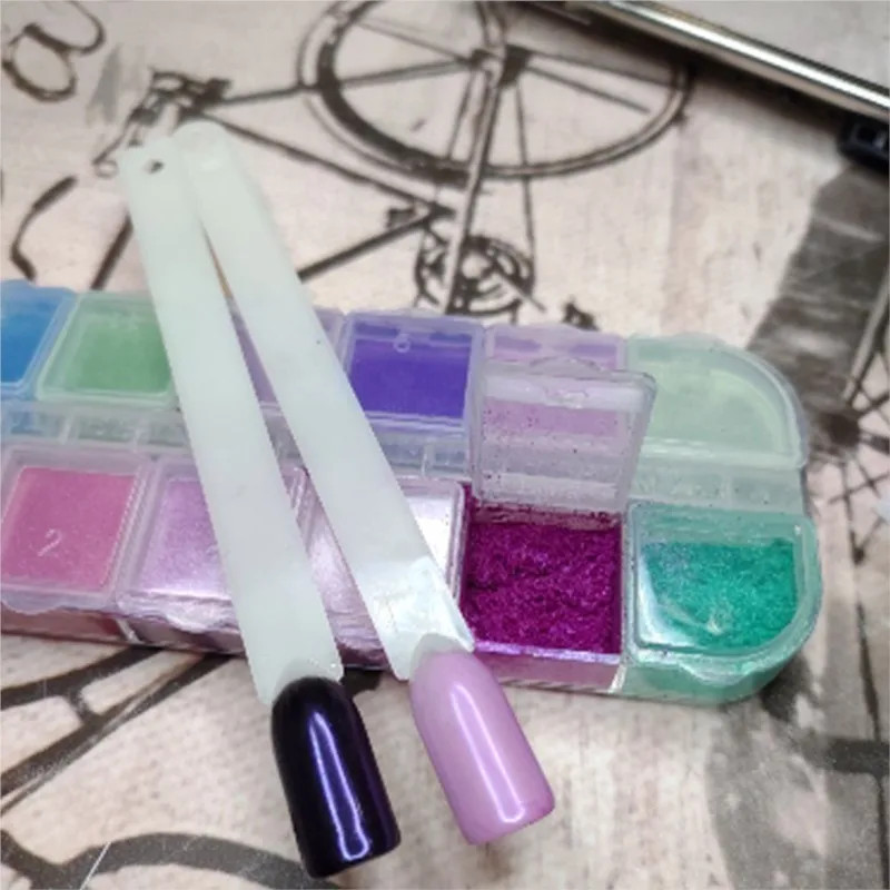 12 Grids Mirror Effect Mermaid Nail Powder Holographic Pearl Chrome Pigment Fine