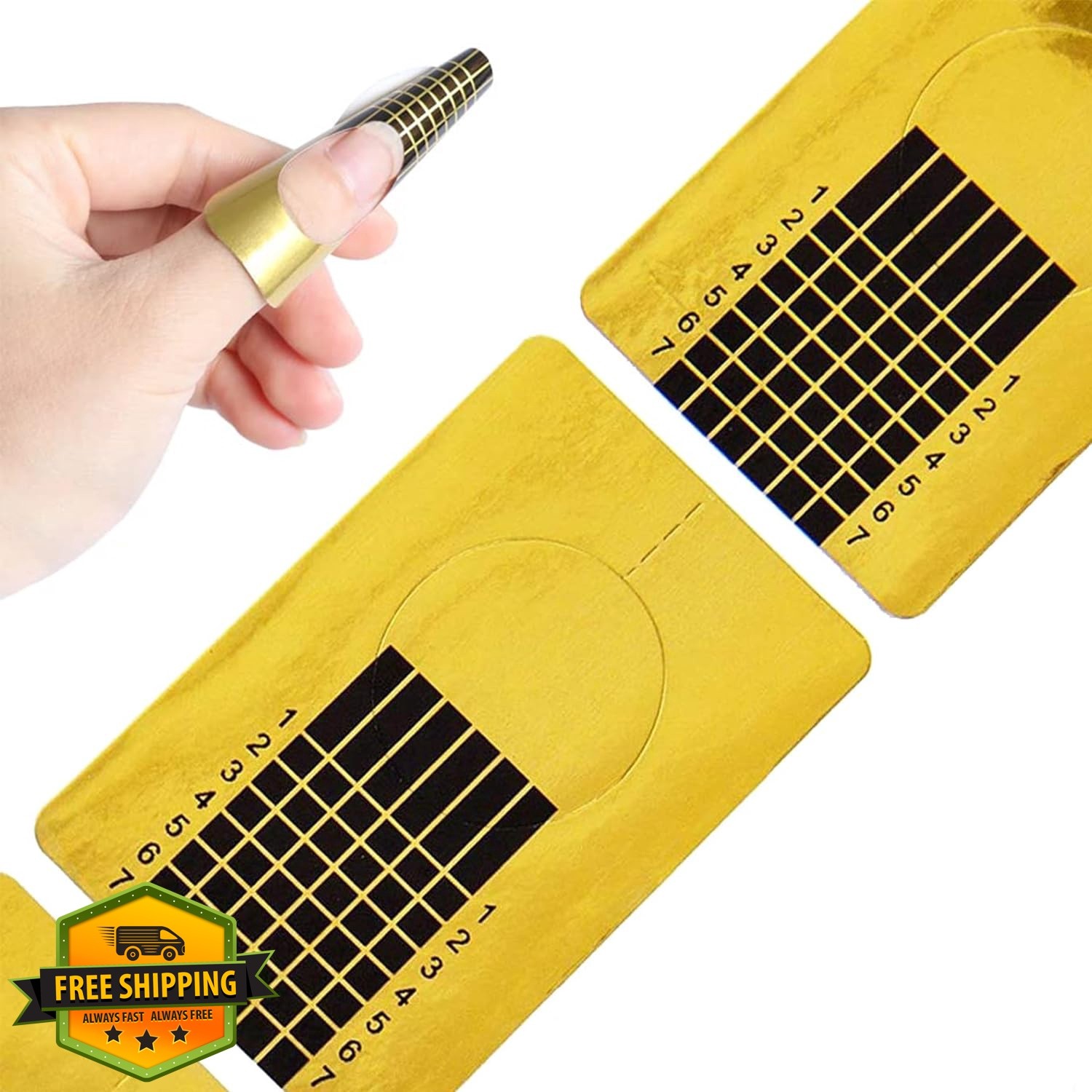 Yokilly Nail Forms Gold Rectangle 100pc Acrylic