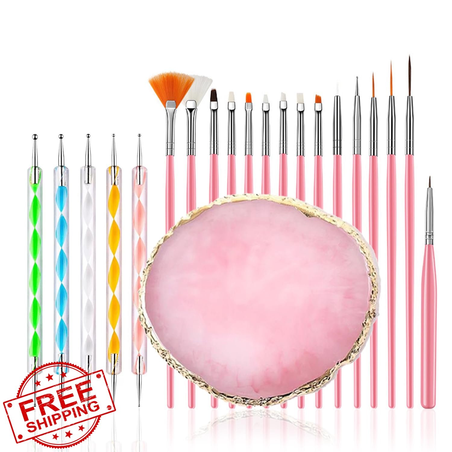 FULINJOY 21pc Nail Art Brush Set and Palette