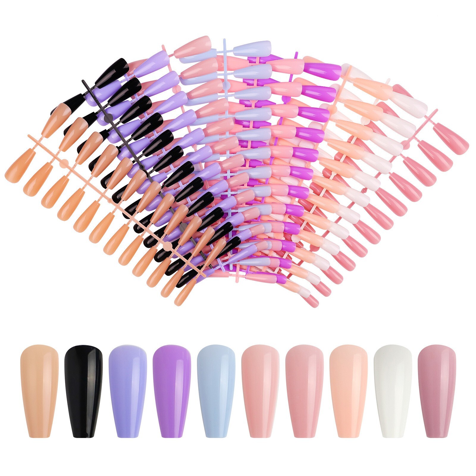 240pcs Multi-Color False Fake Long Ballerina Nail Art Tips With Box Set DIY