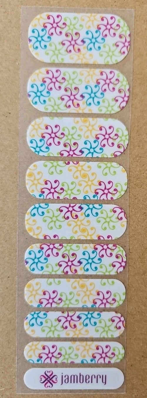 JAMBERRY VIBRANT PINWHEEL HALF SHEET NAIL WRAP TBT RETIRED AUGUST 2015